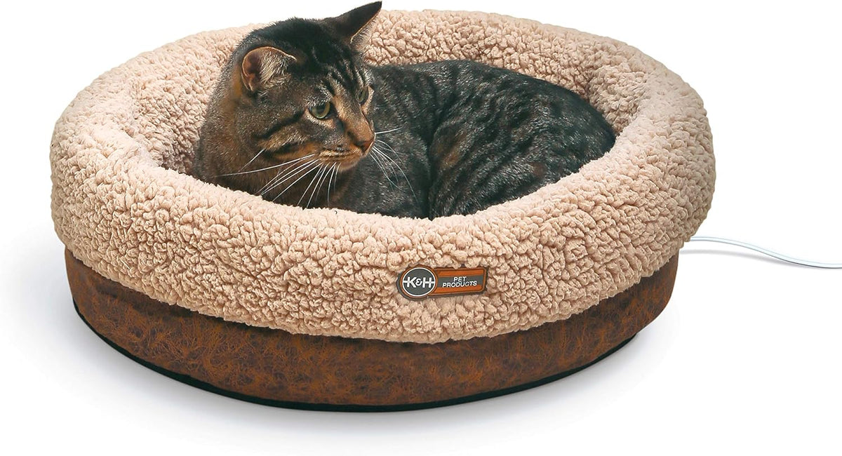K&H Heated Cat Bed, Thermo-Snuggle Cup Bomber Indoor - Chocolate / 14 X 18 Inches / Cup Bomber