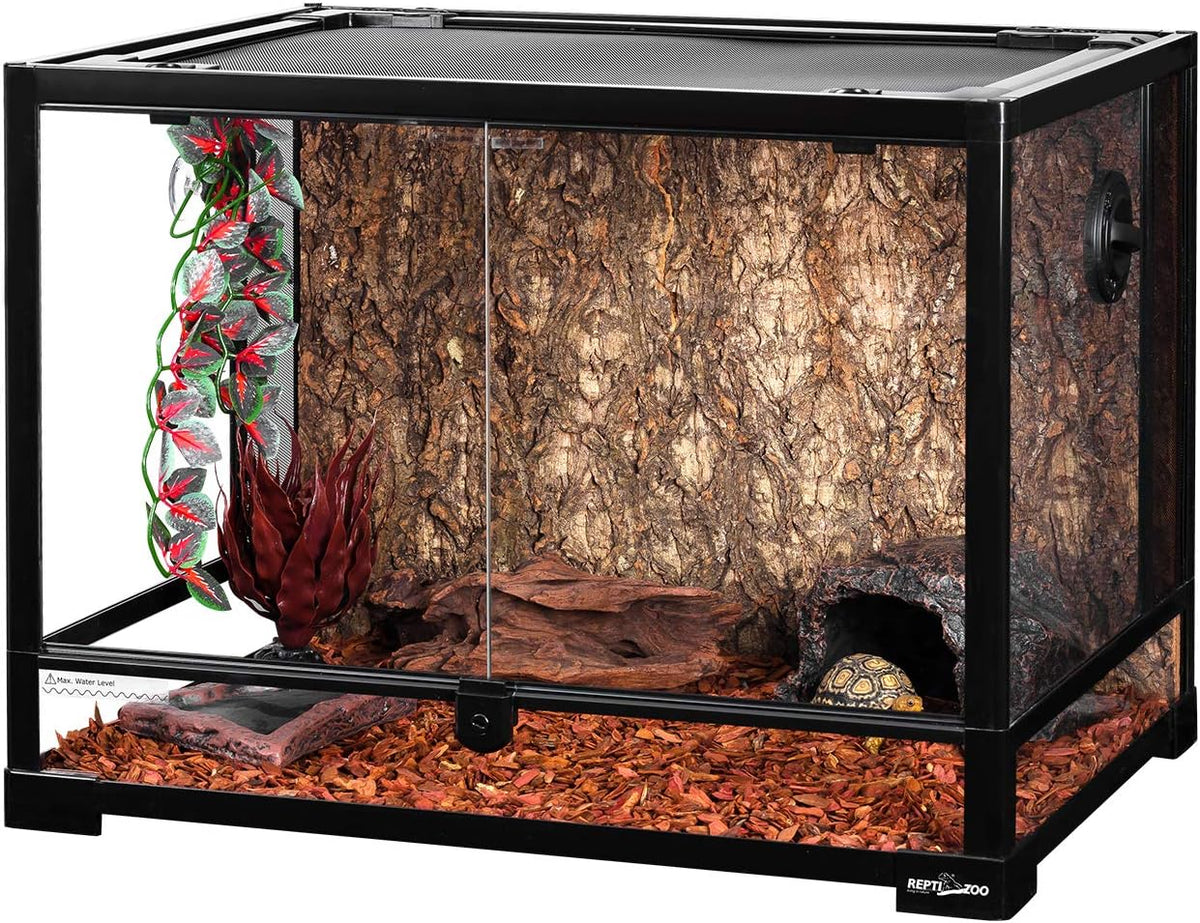 REPTI ZOO 50 Gallon Reptile Glass Tank Terrarium 2 in 1 Side Meshes - 24" x 18" x 18" (34 Gallon)