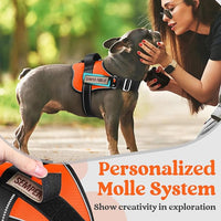 rabbitgoo Dog Harness for Large, Easy On Pet Vest with One Buckle, No Pull Adjustable Service Harness with D-Ring & Handle, Reflective for Safety Walking, Training, Orange, L