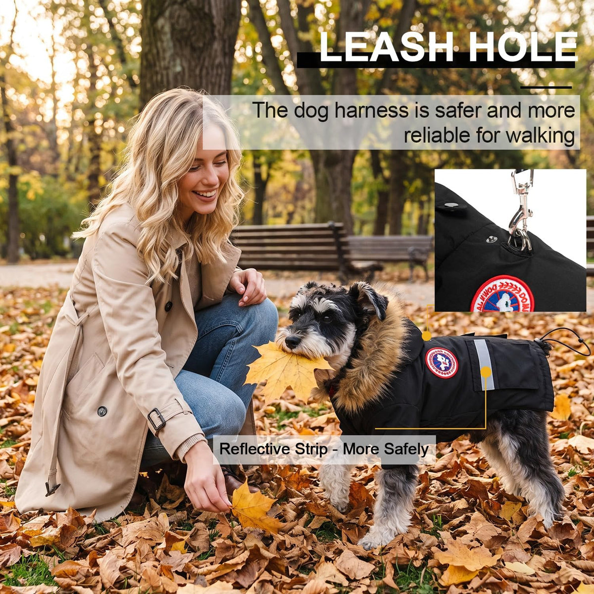 Small Dog Coats, Waterproof - S(Chest 17.7") / Black - image 4
