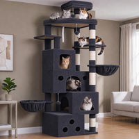 Cat Tree Tower 42'' with Condo, Indoor Scratching Post GCT005SG – Essentials for Cats - Dark gray / 78.7 inch
