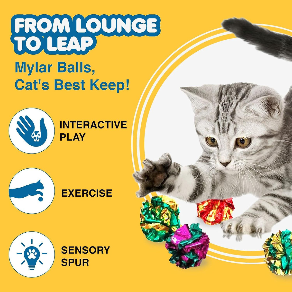SunGrow Cat Crinkle Balls - Multicolor, 6 Pieces - image 3