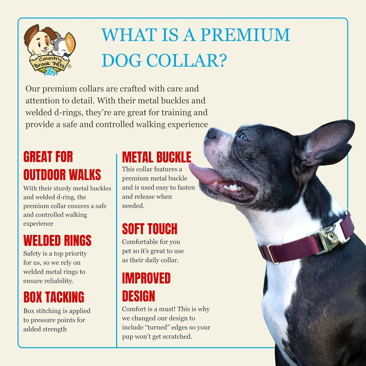 Country Brook Petz - Premium Nylon Dog Collar with Metal Buckle for Small Medium Large Breeds - 30+ - Small (Pack of 1) / Burgundy - image 4