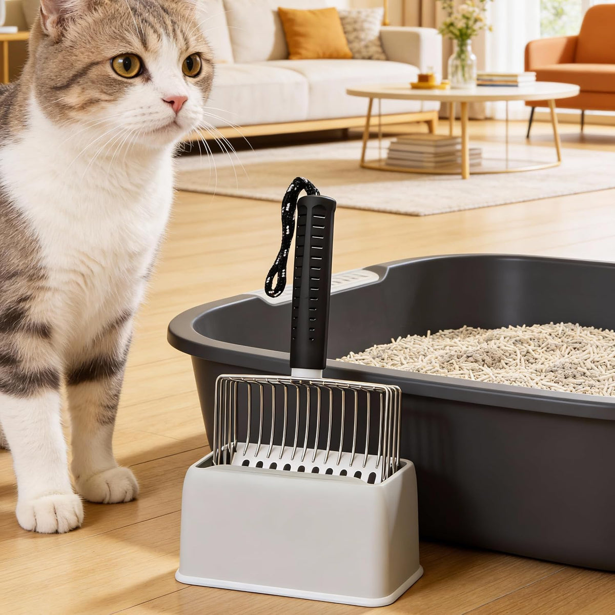 [2026 Version] 304 Stainless Steel Cat Litter Scooper with Holder - image 3