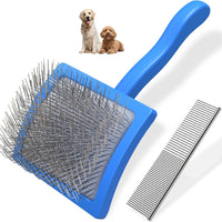 2PCS Slicker Brush for Dogs & Pet Comb - Blue / Large