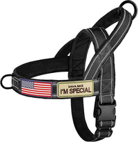Forestpaw No Pull Dog Harness - Soft Flannel Padded Tactical Dog Vest Harness with Quick Release Buckle, Adjustable Reflective Pet Harness for Large Dogs Walking Training,Black XL