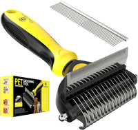 Spring Blossoms-2 in 1 Professional Grooming Rake for Cats - Lemon Yellow