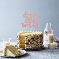 Gyufise 1Pc Happy 80th Birthday Cake Topper Glitter Cheers to 80 - 80th / Rose Gold - image 4
