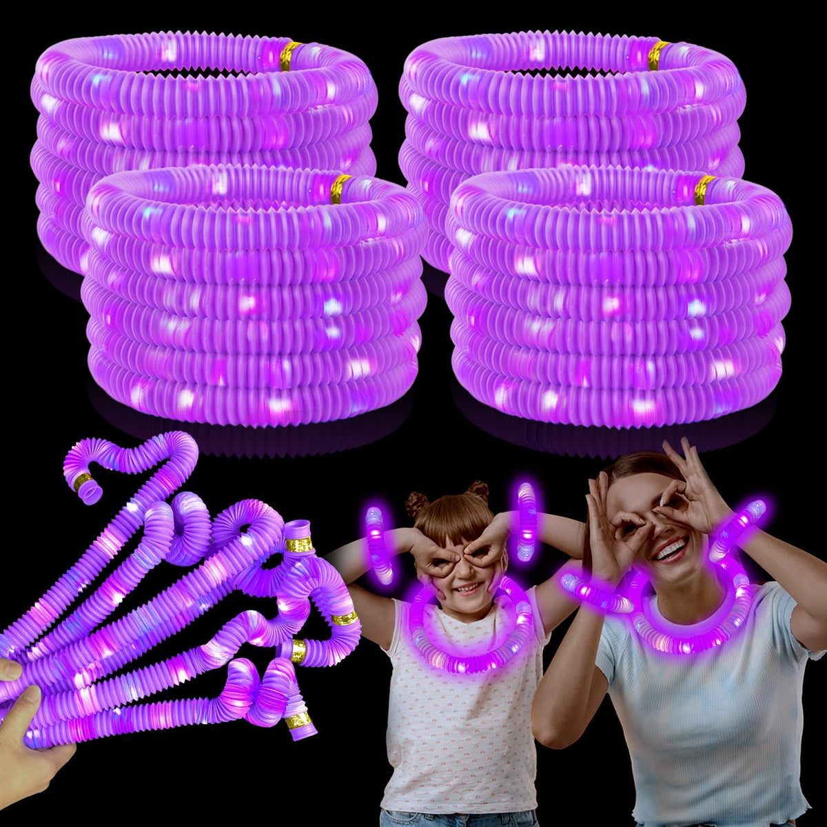 Kannove purple light up glow stick pop tubes, 12 pack - view 3