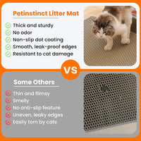 Cat Litter Mat, Double Layer Honeycomb Litter Box Mat – Daily Care for Cats - 46x26 Inches / Beige - image 3
