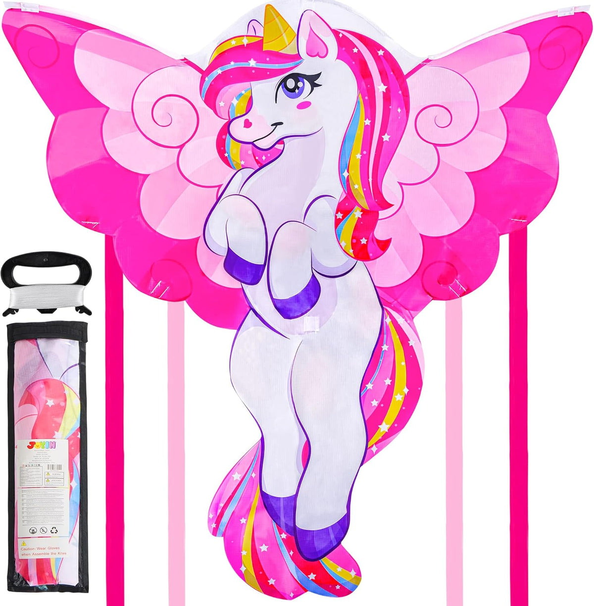 JOYIN 43.3'' Unicorn Kite Easy to Fly for Kids and Adults - Pink