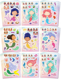 30 Unicorn Make-a-Face Sticker Sheets for Kids – Fun for Kids & Family - Mermaid