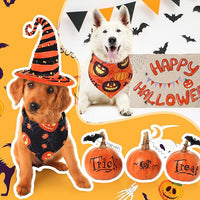 Abbylike 200 Pcs Halloween Dog Bandanas Bulk Pumpkin Bandanas for Dogs Pets Triangle Kerchief Bibs Scarf for Halloween Costume Photo Props Accessories Pet Shops Adoption Events Groomers, 25 Styles