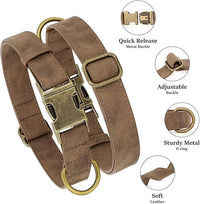 Didog Soft PU Leather Dog Collar, Stylish Quick Released Dog Collars for Medium Dogs, Easy Clean Adjustable Pet Collar for Daily Walking, Brown, M Fit 13-21" Neck