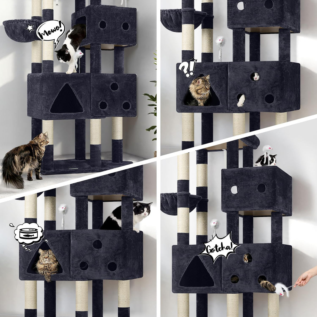 Globlazer Extra Large Cat Tower for Big Cats 20 lbs, F81 - 81 inch / Dark Grey - image 2