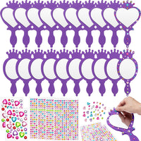 Geetery unbreakable kids mirror craft kit, 20 heart and oval foam princess mirrors in pink, blue and - view 4