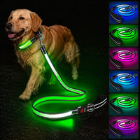 5 ft LED dog leash with 7 lighting modes, reflective strips and USB charging