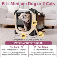 Cat & Dog Pet Carrier, Fits 2 Cats or Medium Dog Comfortably - Tan / Large - image 2