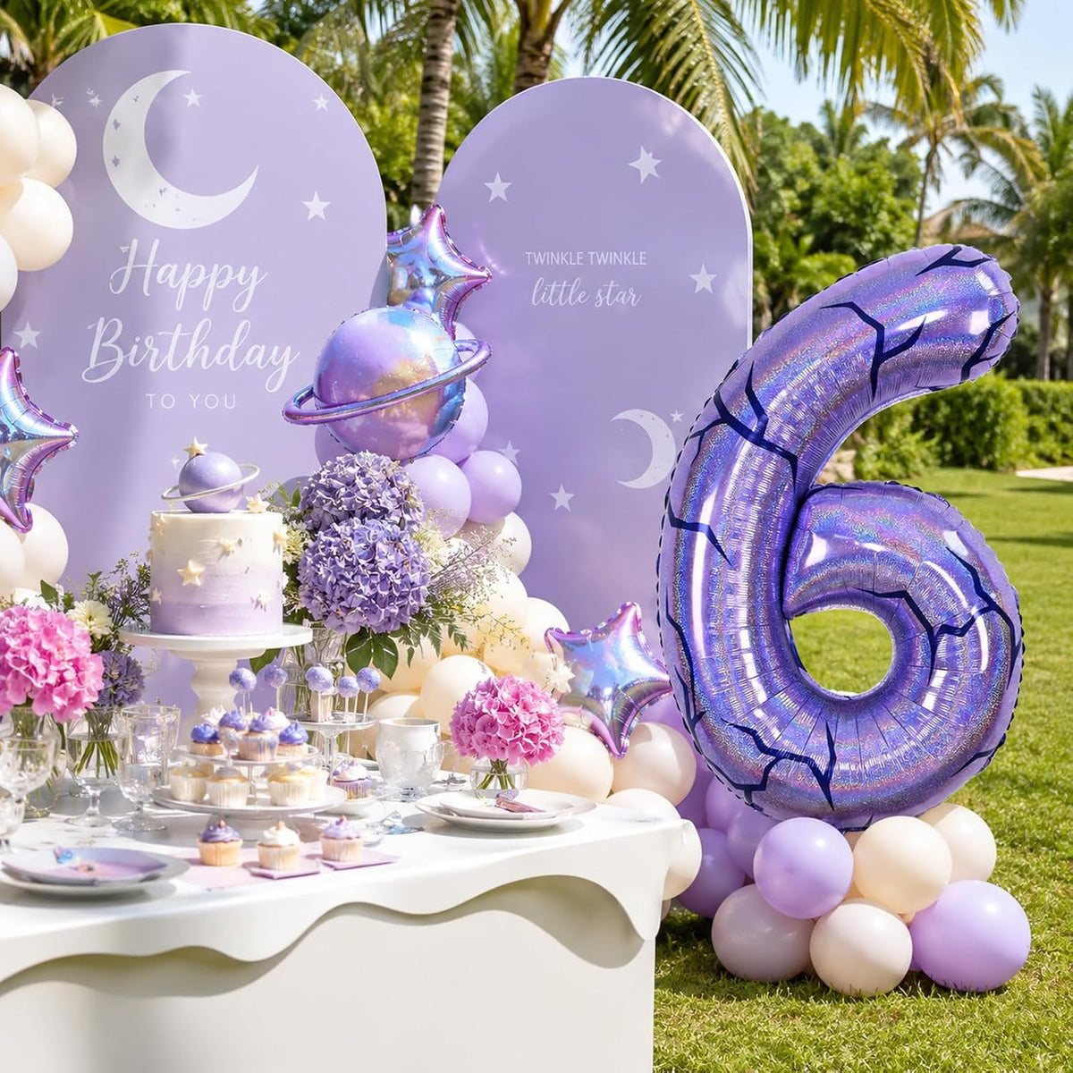 40'' Purple K-pop Number 5 Balloon for Girl 5th Birthday Party - Purple / Number 6 - XXL - image 4