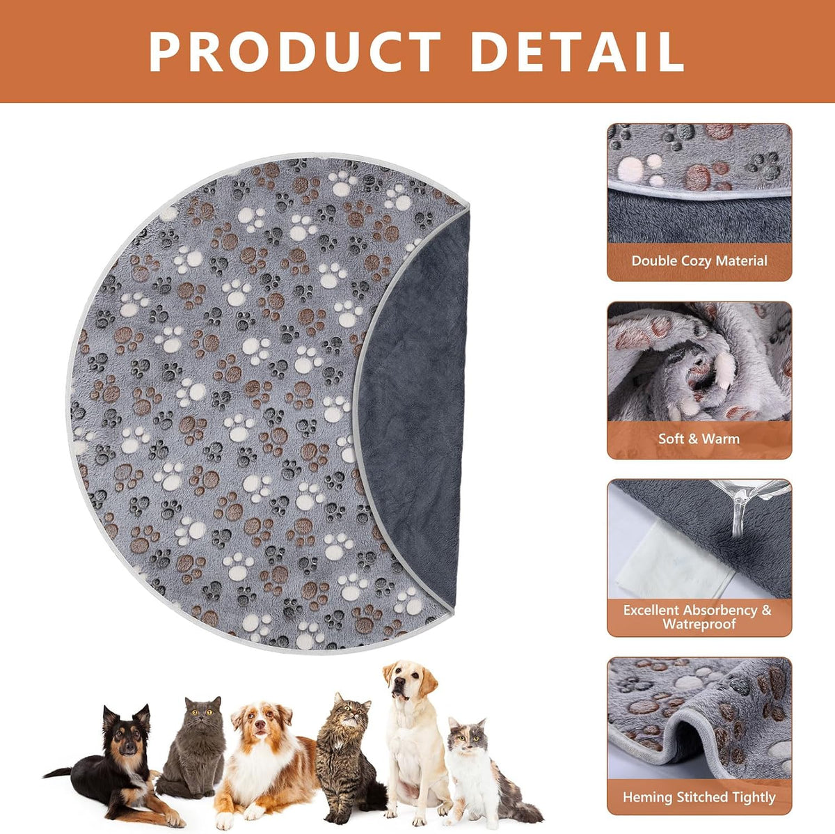 4 Pack Washable Whelping Pad Whelping Supplies Absorbent Reusable - Gray / 32 Inch - image 3