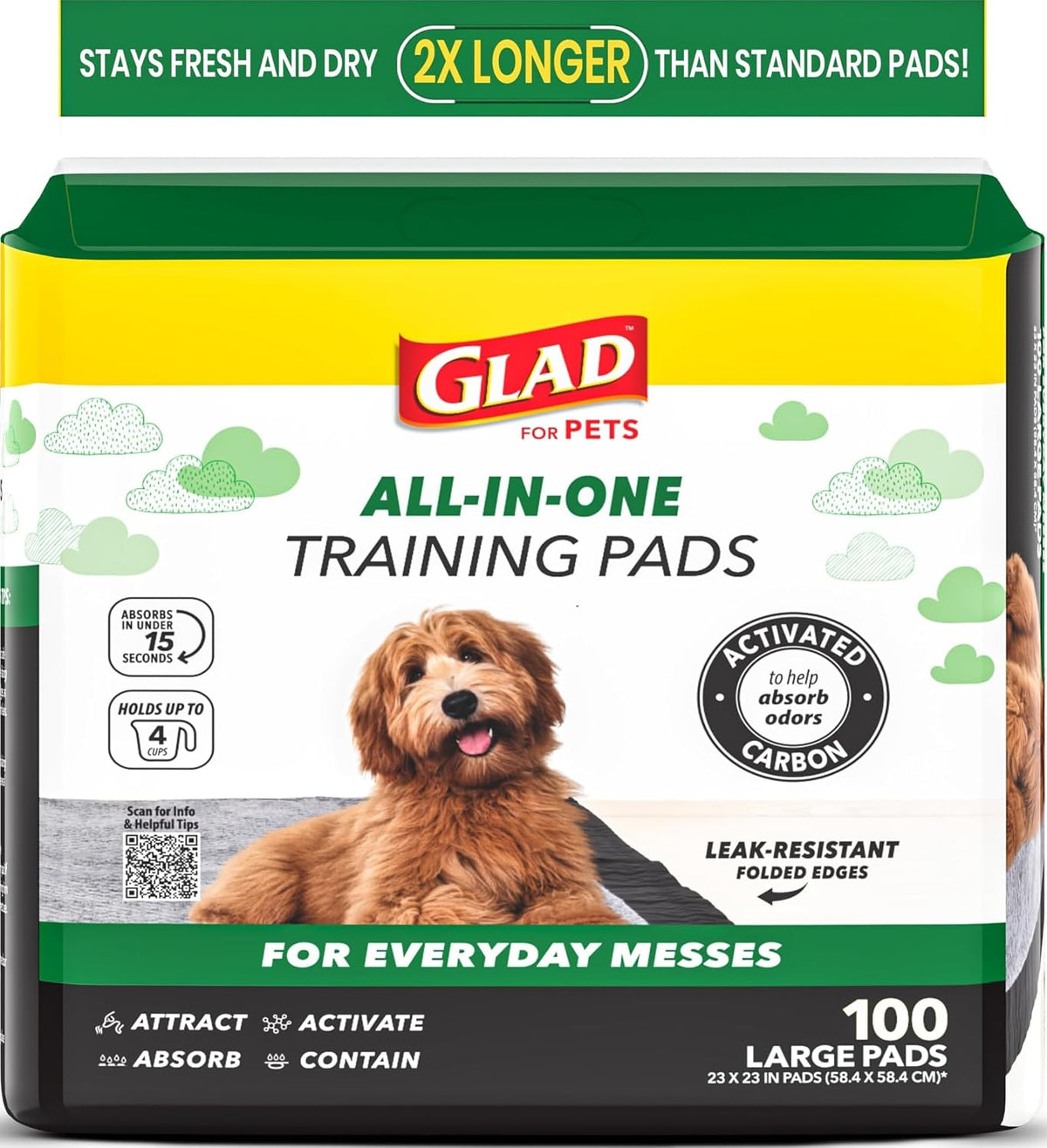 Glad for Pets, Activated Carbon Disposable, Dog Pee Pads - Large / 100.0