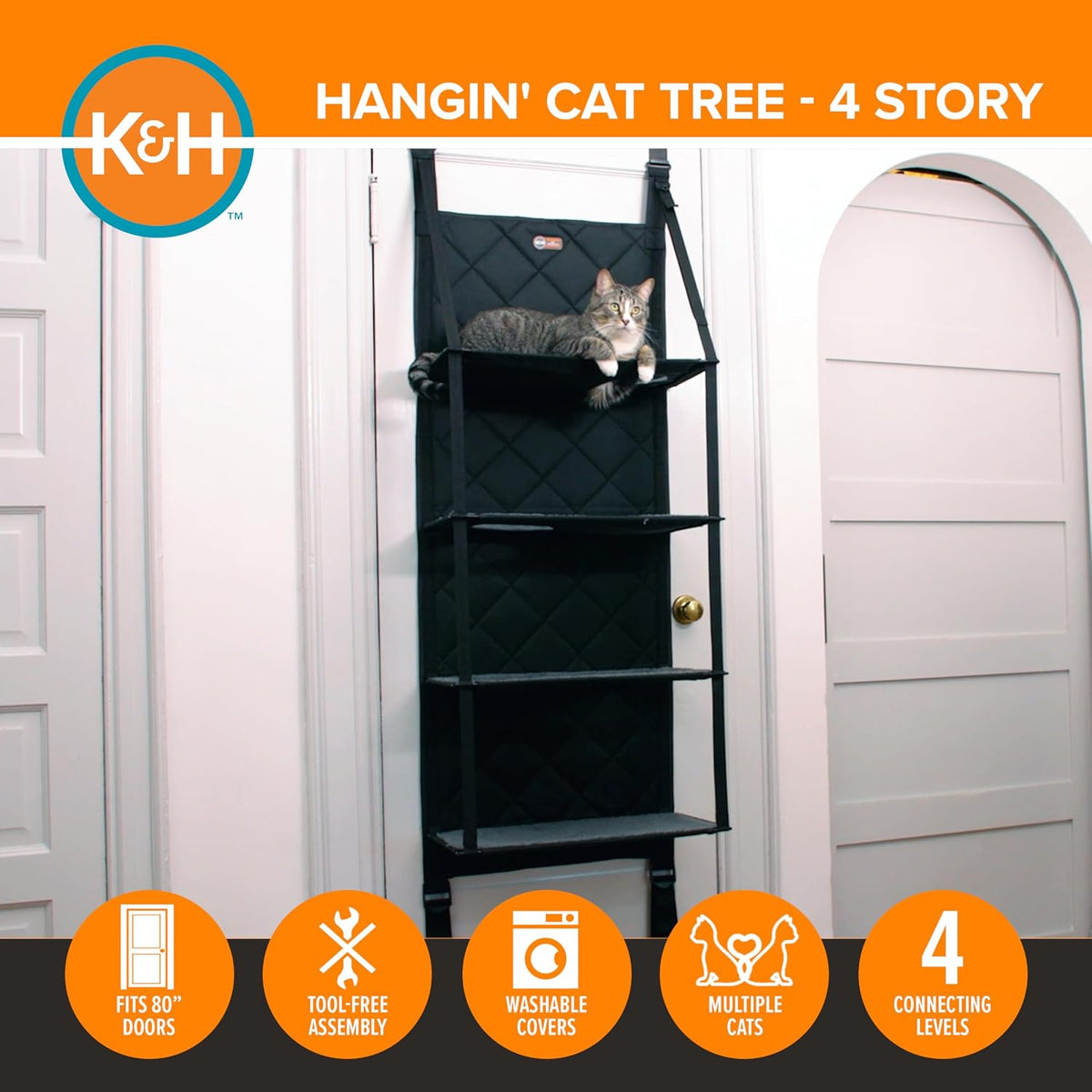 K&H Door Cat Tree, Over the Door Cat Furniture, Gray - image 4