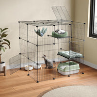 3-Tier Cat Cages Indoor Enclosure DIY Cat Playpen Catio Detachable - 35.4"L x 31.5"W x 35.4"H