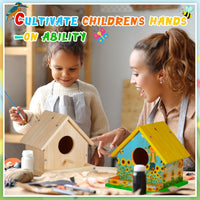 Liliful wooden DIY birdhouse kit for kids, 2 sets with paints and brushes - view 6