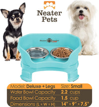 Neater Feeder Deluxe Mess-Proof Elevated Dog Bowls for Large Dogs - Small + Standard Bowl / Aquamarine - image 2