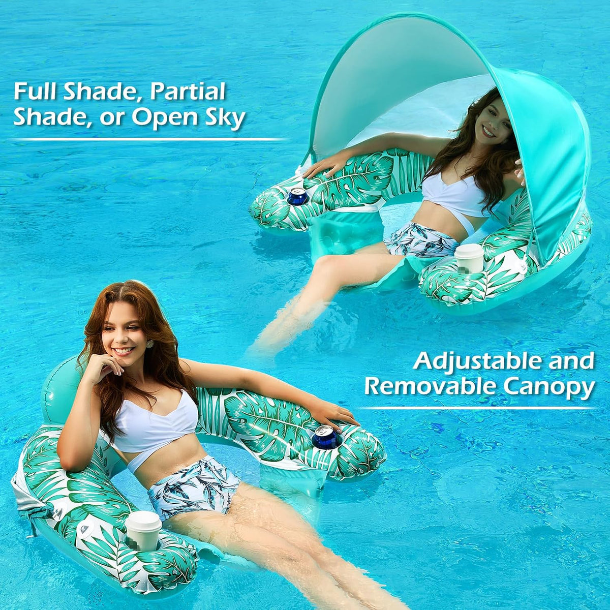 Jasonwell Pool Float with Canopy - green / X-Large - image 2