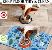 Dog Food Mats for Floors, Absorbent Dog Bowl Mat for Food and Water Dispenser, Quick Dry Cat Food - Blue / 32"L x 24"W - image 3