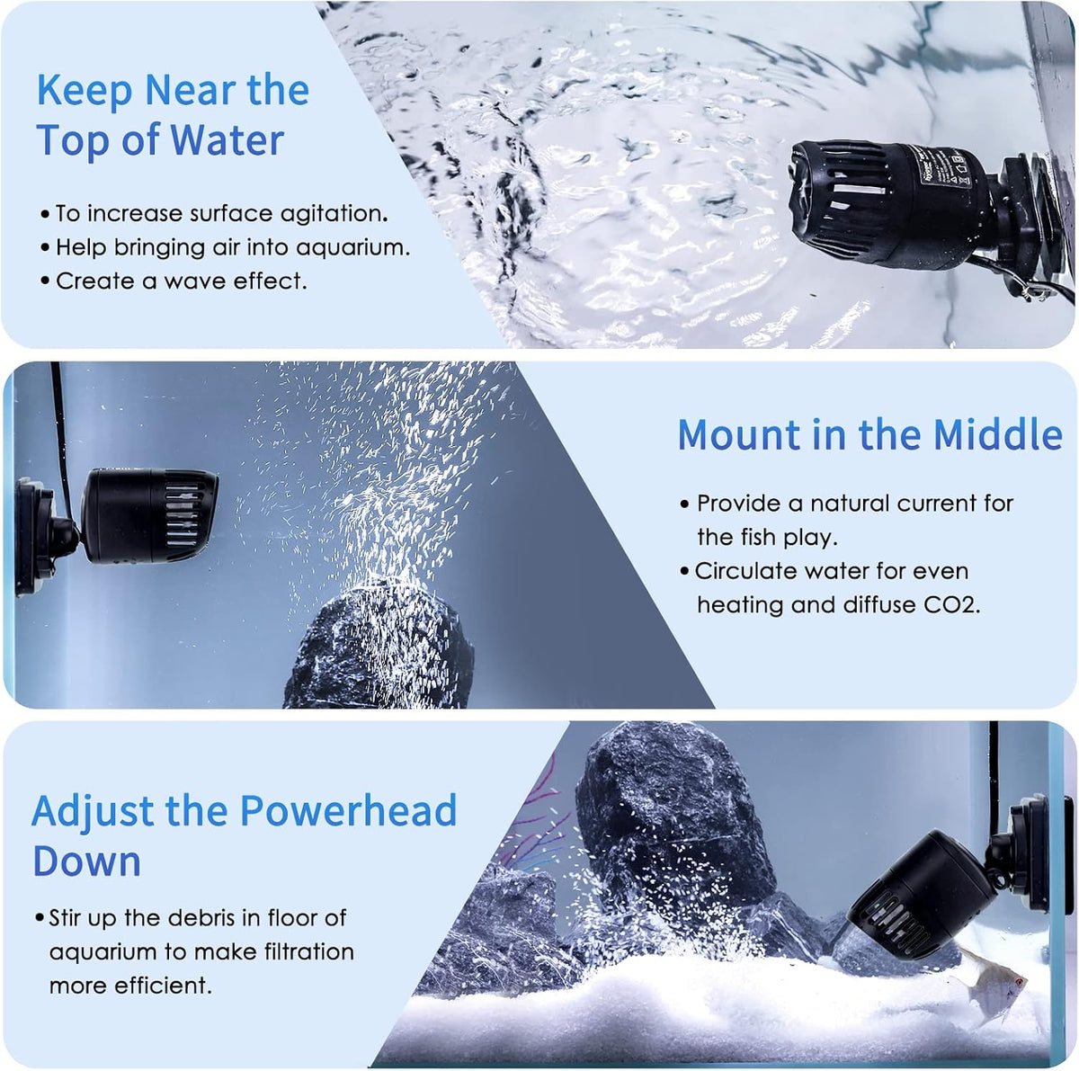 hygger Mini Wave Maker for 15-40 Gallon Aquarium with Magnetic Mount - 1056 GPH - image 4
