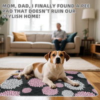 Washable Pee Pads for Dogs, Nonslip and Leak-Proof Dog Pee Pads - Flower Black / 36" x 36" (2 Pack) - image 4