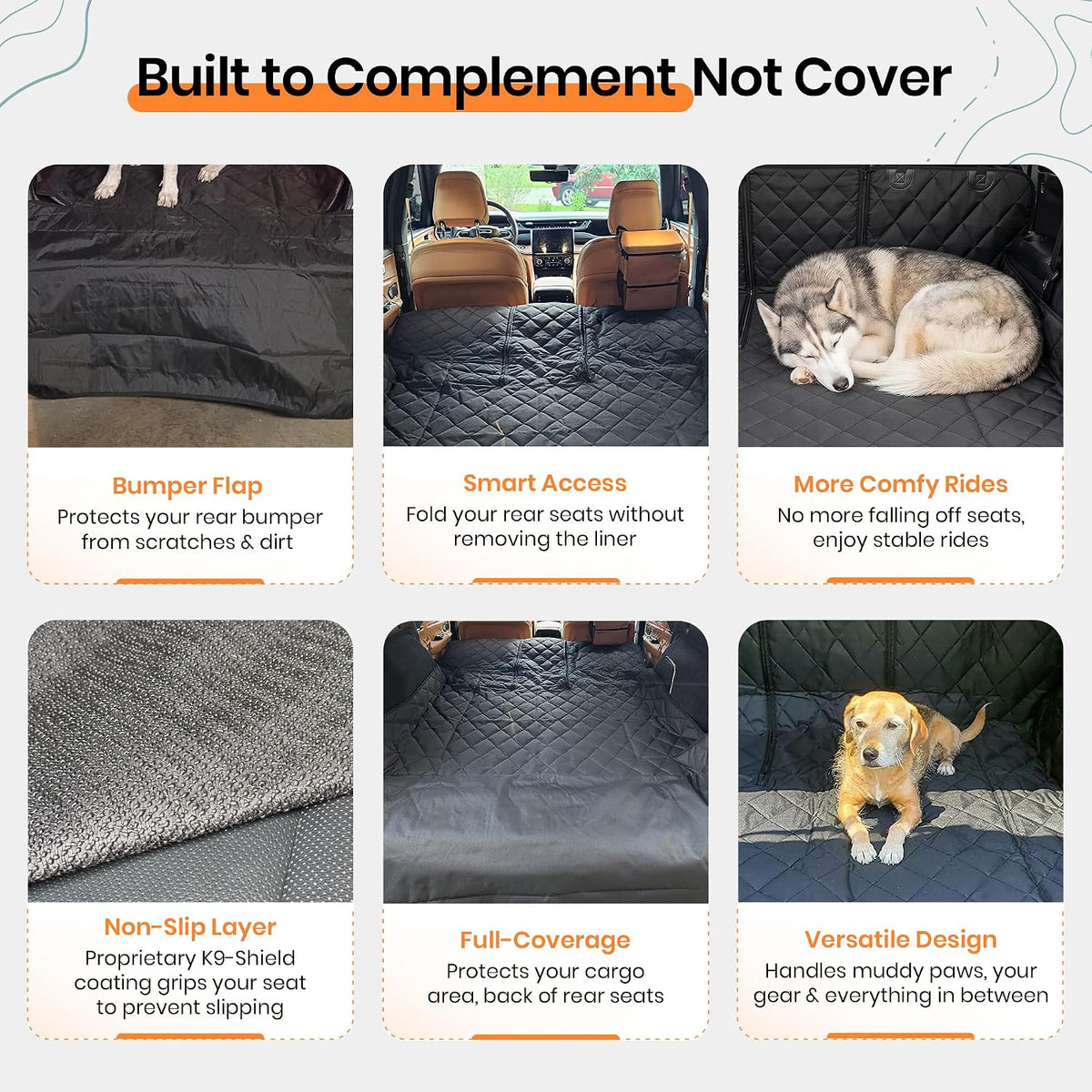 4Knines SUV Cargo Liner for Dogs, Fold Down Seats, Black Large – Essentials for Dogs - Tan / Small - image 3