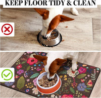 Dog Food Mats for Floors, Absorbent Dog Bowl Mat for Food and Water Dispenser, Quick Dry Cat Food - Brown / 32"L x 24"W - image 3