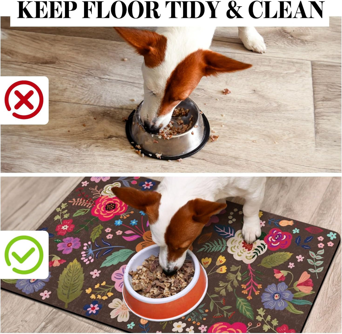 Dog Food Mats for Floors, Absorbent Dog Bowl Mat for Food and Water Dispenser, Quick Dry Cat Food - Brown / 32"L x 24"W - image 3