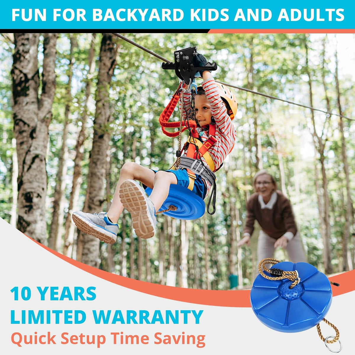 Zip Line Kit for Kids Adults : 100FT Up to 380Lbs - 200ft - image 3