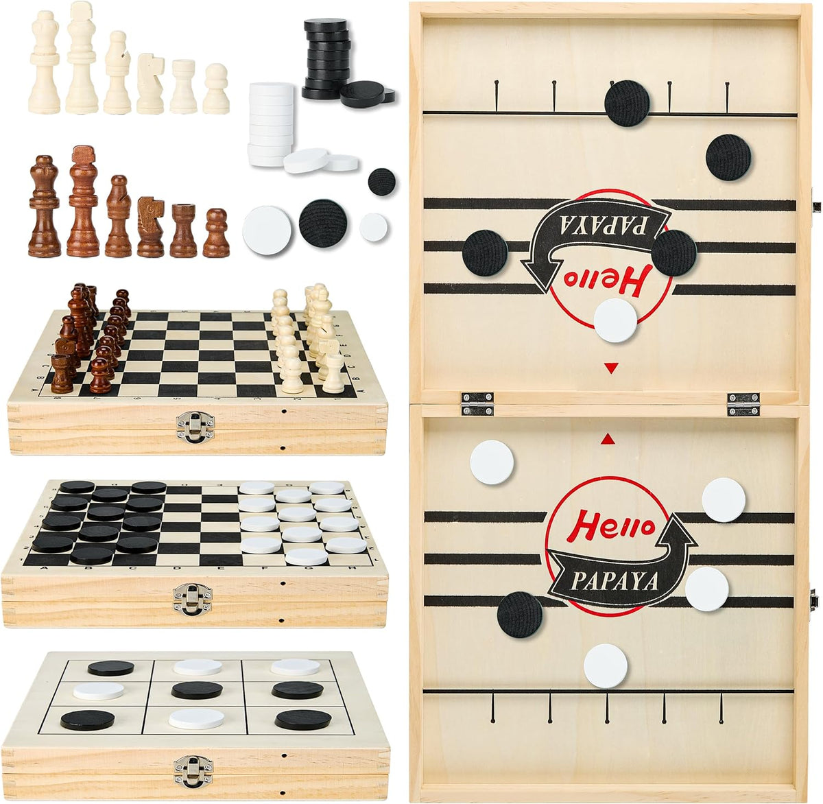 HELLO PAPAYA Fast Sling Puck Game - 4 in 1-XX-Large