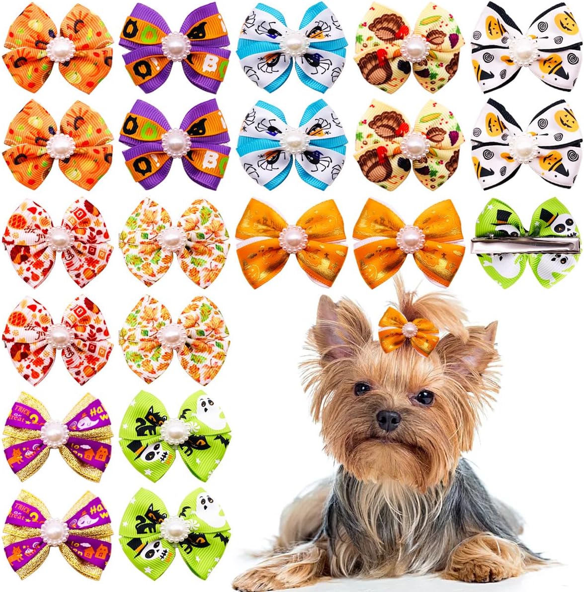 PET SHOW 20 pack Halloween dog hair bows on alligator clips