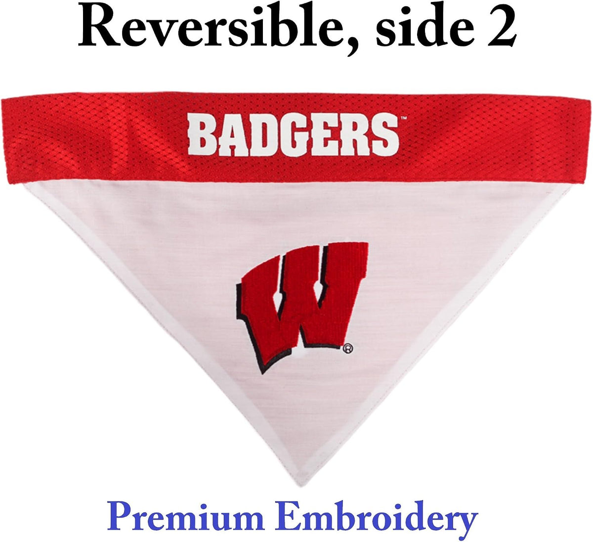 Pets First Collegiate Pet Accessories, Reversible Bandana - Large/X-Large / Wisconsin Badgers - image 2