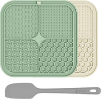 ChefAide 2 Pack Lick Mat for Dogs - Green & Beige