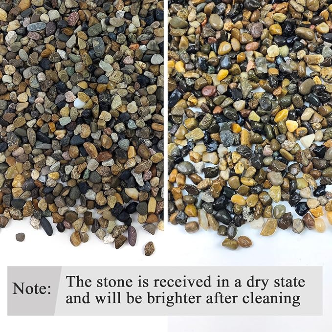 20lbs Natural Fish Tank Gravel,1/4 Inch Pea Gravel. Mixed Color River Rocks for Aquarium, Succulent, Vase, Cactus Bonsai, Plant Soil Cover and Outdoor Landscaping Rocks