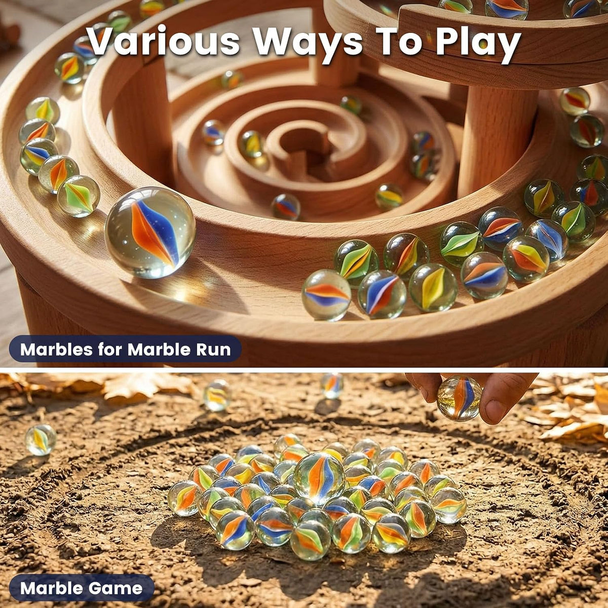 POPLAY 50 PCS Marbles Bulk with Whistle - Multi-Size Marbles - image 4