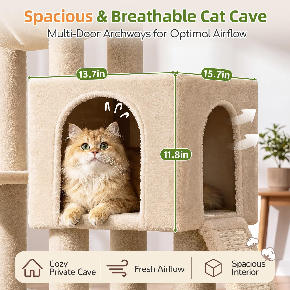 Globlazer F70 Pro Heavy Duty Cat Tree Tower for Indoor Cats Large - Beige / L - image 3