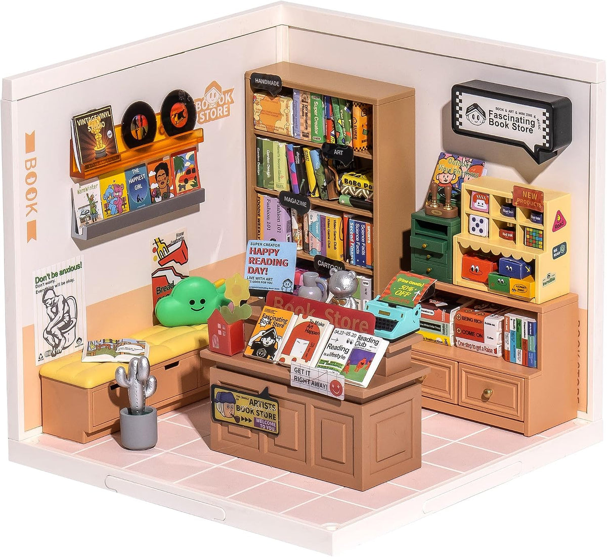 Rolife Super Creator miniature house kit, Double Joy Bubble Tea shop with LED light - view 2
