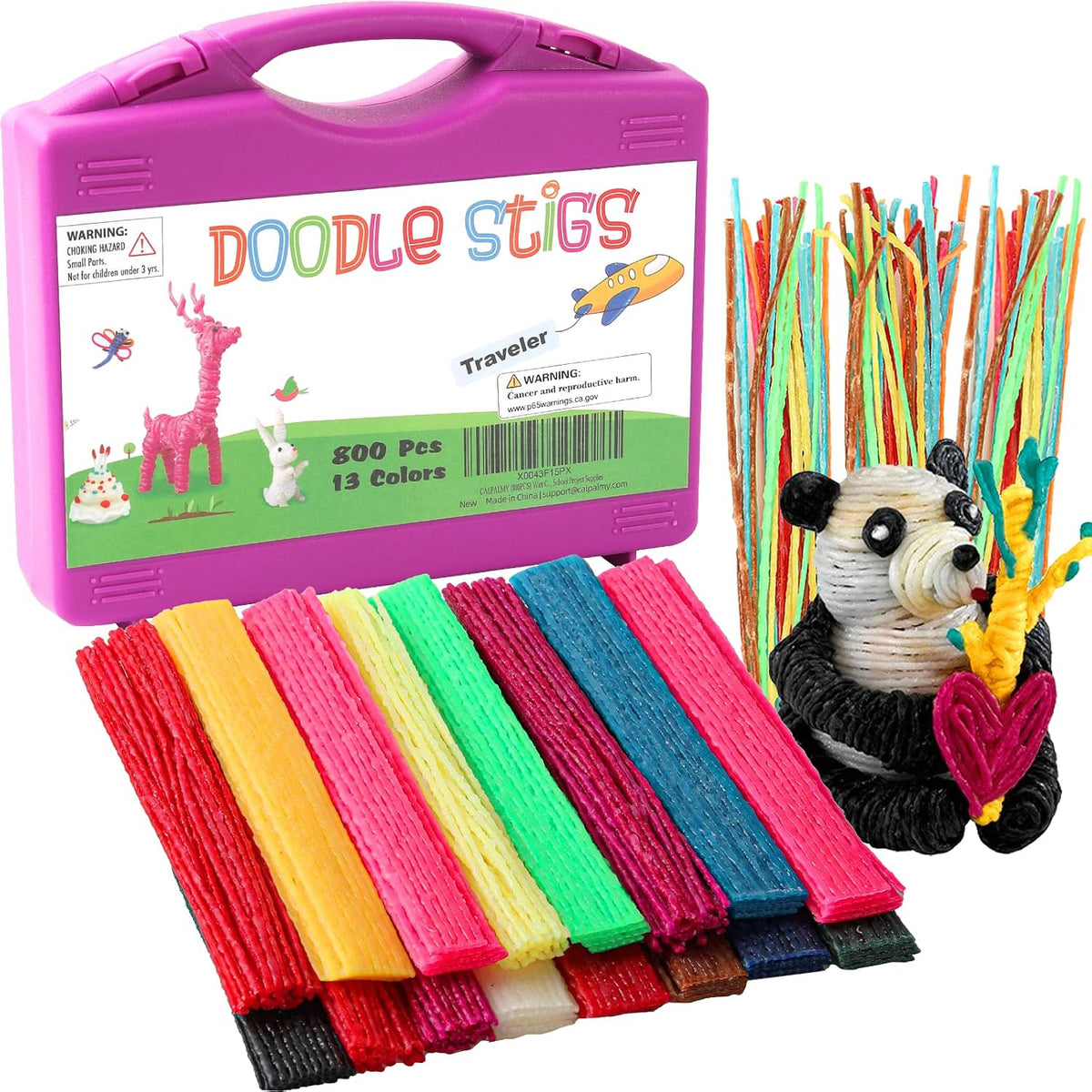 CALPALMY (800 PCS Wax Sticks for Kids, Bendable Wax Yarn Sticks - 6"Wax Sticks (800PCS) / Neon Colors/Purple Box