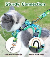 Cat Harness and Leash Set, Escape Proof Kitten Harness, Black - H604 Pro Green Monster / Small (7-12lb) - image 4