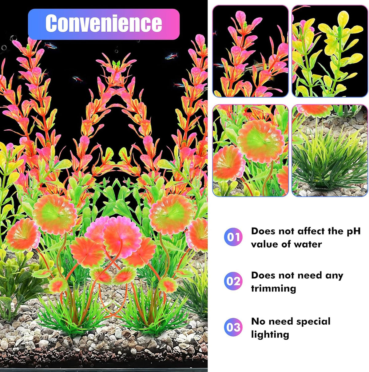 AQUANEAT Artificial Fish Tank Plants - Pink - image 4