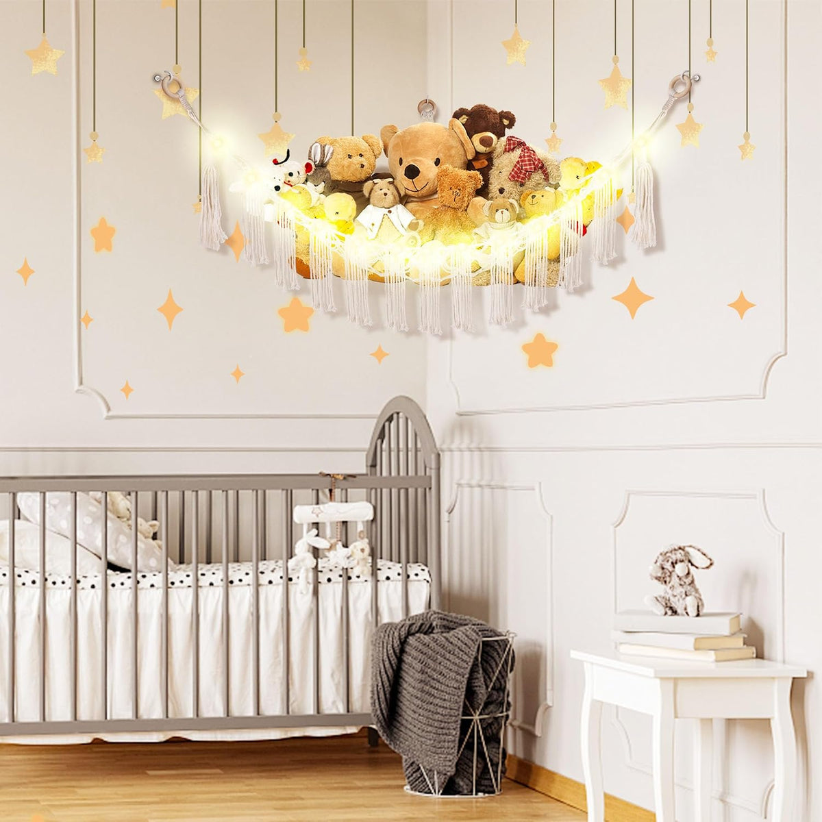CERETIA Stuffed Animal Hammock Large Corner Plushie Net Storage - White / Large-(Package of 1) - image 2