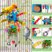 Parrot Toys Bird Toys Perch Pullable Stainless Steel Spoons Colorful - blue - image 3